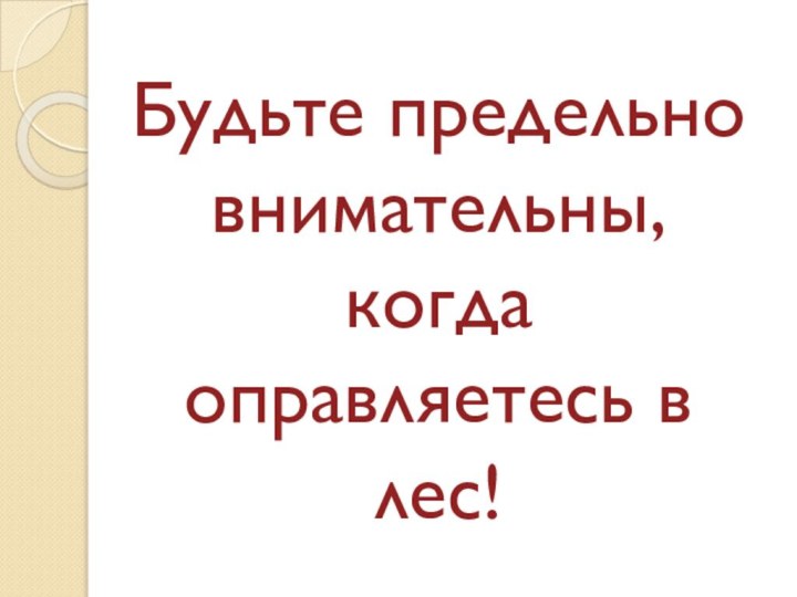 Будьте предельно внимательны, когда оправляетесь в лес!