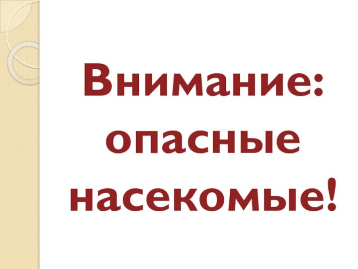 Внимание: опасные насекомые!