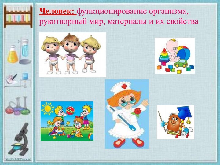 Человек: функционирование организма, рукотворный мир, материалы и их свойства