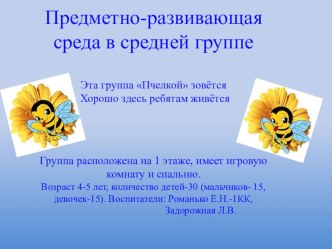 Предметно-развивающая среда в средней группе презентация к уроку (средняя группа)
