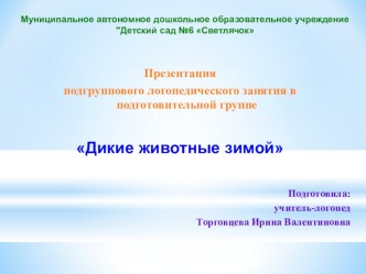 Конспект логопедического занятия для детей с ОНР 3 уровня Дикие животные зимой подготовительная группа план-конспект занятия по логопедии (подготовительная группа)