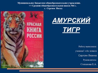 Доклад на научно – практическую эколого – краеведческую конференцию Путешествие к истокам по теме: Амурский тигр занимательные факты по окружающему миру (1 класс)