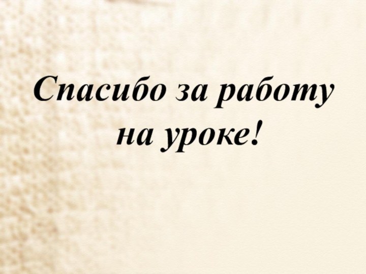 Спасибо за работу на уроке!