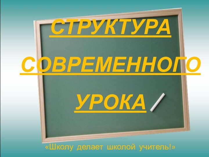 СТРУКТУРА СОВРЕМЕННОГО УРОКА«Школу делает школой учитель!»