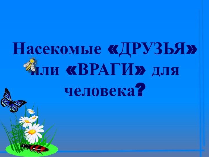 Насекомые «ДРУЗЬЯ» или «ВРАГИ» для человека?