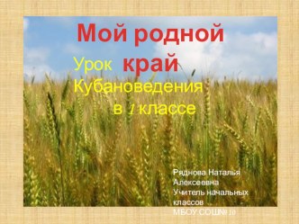 урок Кубановедения в 1 классе Мой родной край методическая разработка по окружающему миру (1 класс) по теме