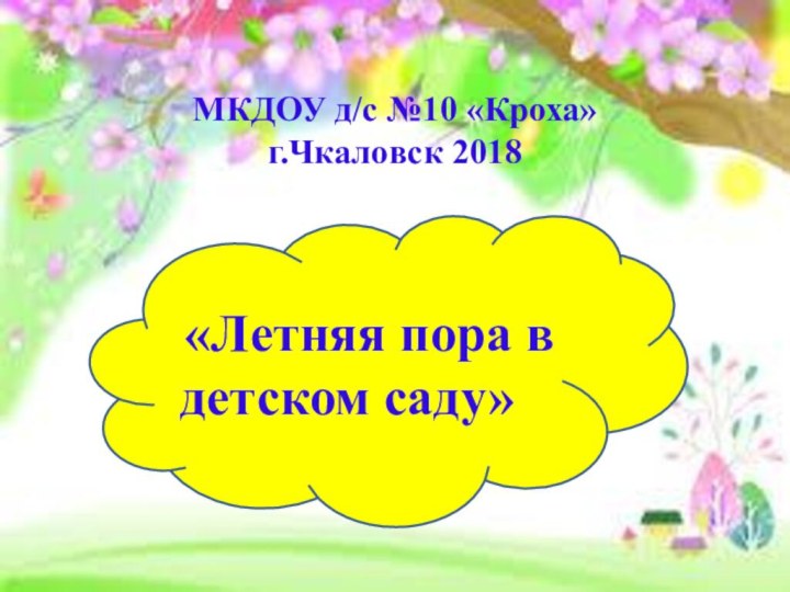 МКДОУ д/с №10 «Кроха» г.Чкаловск 2018 «Летняя пора в детском саду»