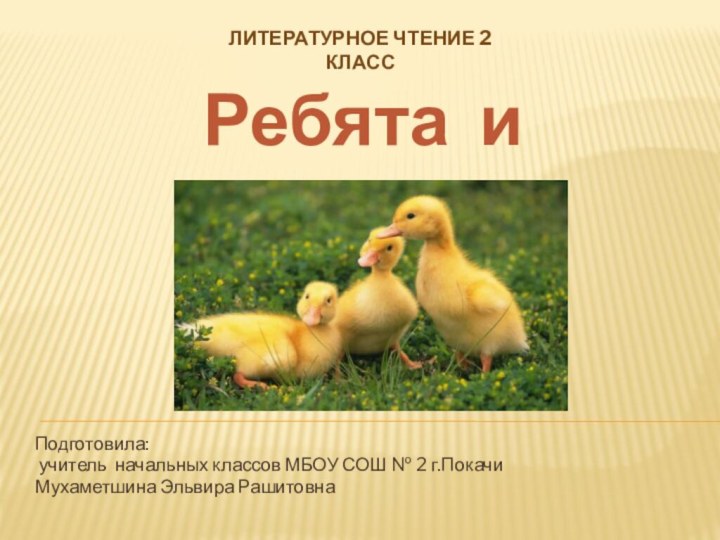 Подготовила: учитель начальных классов МБОУ СОШ № 2 г.ПокачиМухаметшина Эльвира РашитовнаЛитературное чтение 2 классРебята и утята