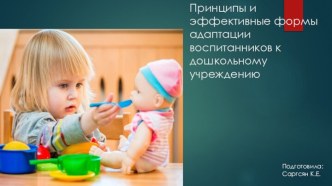 Принципы и эффективные формы адаптации воспитанников к дошкольному учреждению презентация