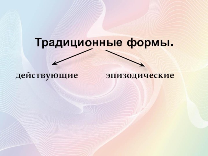 Традиционные формы.действующие			эпизодические