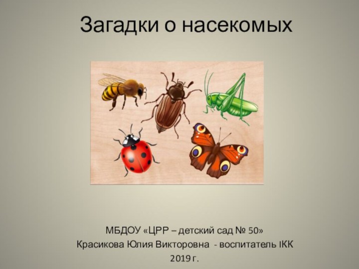 Загадки о насекомыхМБДОУ «ЦРР – детский сад № 50»Красикова Юлия Викторовна - воспитатель IКК2019 г.