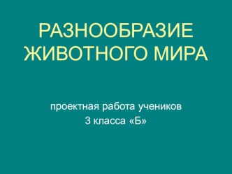 Разнообразие животного мира презентация к уроку по окружающему миру (3 класс) по теме