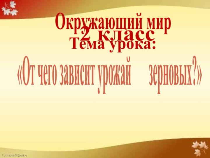 Тема урока:   «От чего зависит урожай