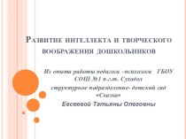 Развитие интеллекта и творческого воображения дошкольников презентация к занятию (подготовительная группа) по теме