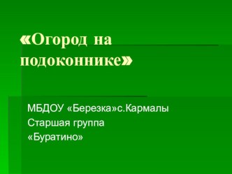 Презентация Огород на подоконнике презентация к уроку по окружающему миру (старшая группа)