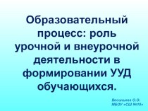 Образовательный процесс: роль урочной и внеурочной деятельности в формировании УУД обучающихся учебно-методический материал