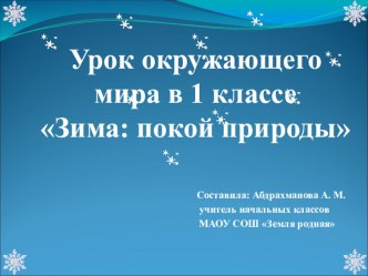 Конспект открытого урока по окружающему миру Зима: покой природы. план-конспект урока по окружающему миру (1 класс) по теме