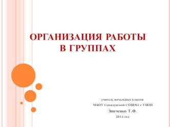 Организация работы в группах в соответствии с ФГОС НОО материал