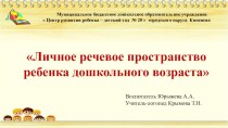 Личное речевое пространство методическая разработка по логопедии