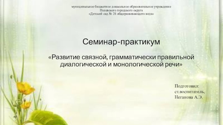 муниципальное бюджетное дошкольное образовательное учреждение Полевского городского округа «Детский сад № 28