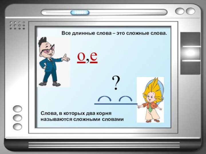 Все длинные слова – это сложные слова.Слова, в которых два корня называются сложными словами о,е?