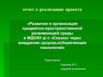 Проект Развитие и организация предметно-пространственной развивающей среды МДОБУ д\ с Солнышко в рамках ФГОС ДО проект по теме