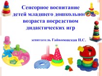 Сенсорное воспитание  детей младшего дошкольного возраста посредством дидактических игр