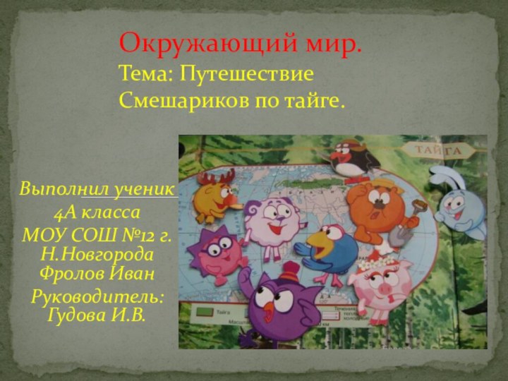 Выполнил ученик 4А классаМОУ СОШ №12 г.Н.Новгорода Фролов Иван Руководитель: Гудова И.В.Окружающий