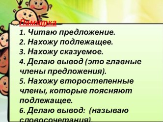 Разбор предложения. Русский язык. 3 класс. Памятка. презентация к уроку по русскому языку (3 класс)