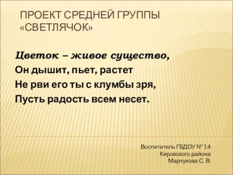 Прорастили мы цветок презентация к уроку по окружающему миру (средняя группа)