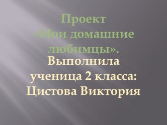 Проект Домашние животные проект (2 класс)