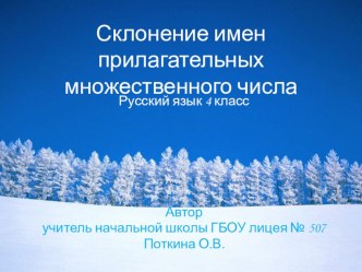 Склонение имен прилагательных множественного числа презентация к уроку по русскому языку (4 класс) по теме