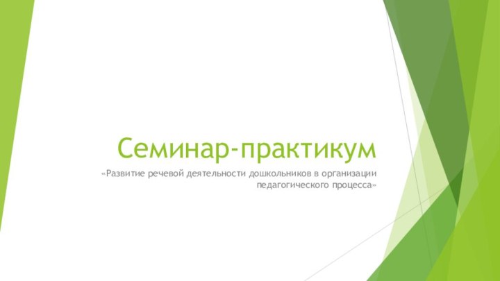 Семинар-практикум«Развитие речевой деятельности дошкольников в организации педагогического процесса»