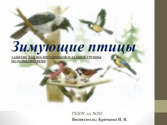 Зимующие птицы ЗАНЯТИЕ ДЛЯ ВОСПИТАННИКОВ МЛАДШЕЙ ГРУППЫ ПО РАЗВИТИЮ РЕЧИ презентация к уроку по развитию речи (средняя группа)