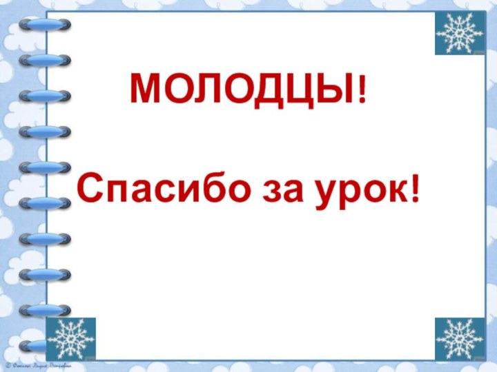 МОЛОДЦЫ!Спасибо за урок!