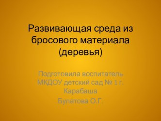 Развивающая среда из бросового материала