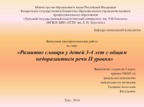 Развитие словаря у детей 3-4 лет с ОНР II уровня. рабочая программа по развитию речи (младшая группа)