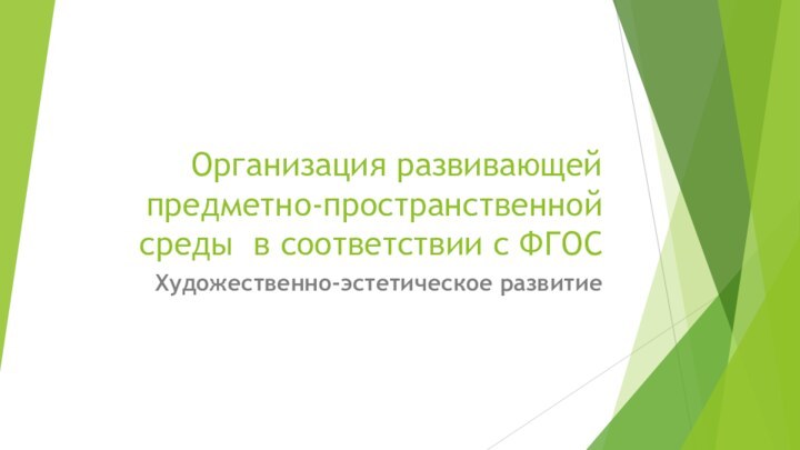 Организация развивающей предметно-пространственной среды в соответствии с ФГОСХудожественно-эстетическое развитие