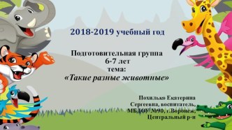 Развивающая предметно-пространственная среда для детей подготовительных групп Такие разные животные презентация к уроку (подготовительная группа)