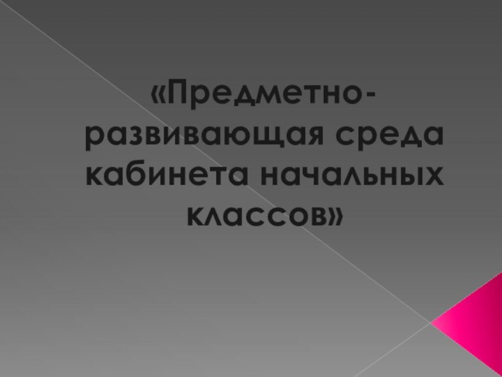 «Предметно-развивающая среда кабинета начальных классов»