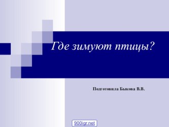 Где зимуют птицы? презентация к уроку (подготовительная группа)