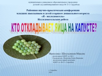 Исследовательская работа Кто оставил яйца на капусте? презентация к уроку по окружающему миру (старшая группа)