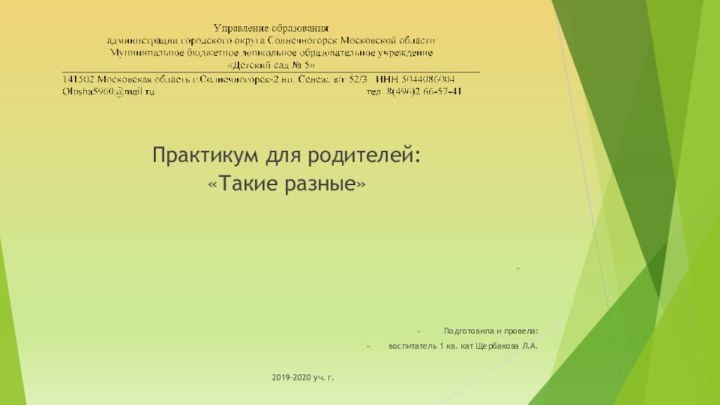 Практикум для родителей: «Такие разные»