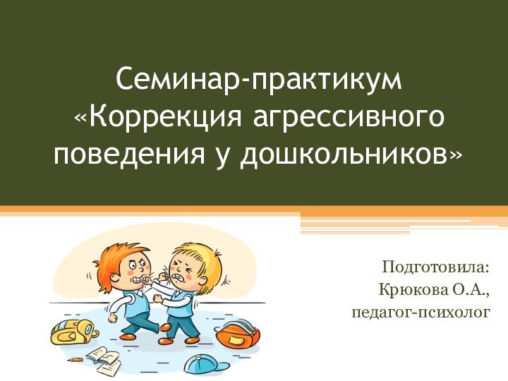 Семинар-практикум «Коррекция агрессивного поведения у дошкольников»Подготовила: Крюкова О.А., педагог-психолог