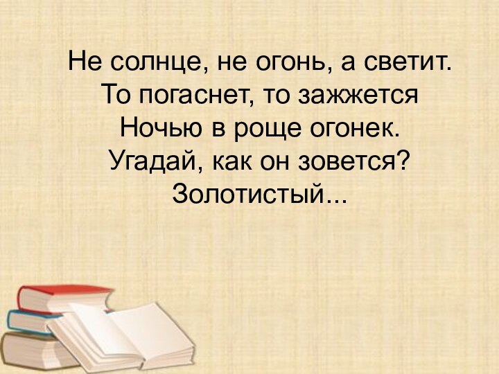 Не солнце, не огонь, а светит.  То погаснет, то зажжется Ночью