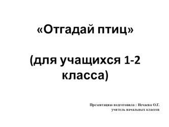 Презентация Птицы презентация к уроку по окружающему миру (1, 2 класс)