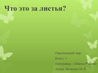 Презентация Что это за листья презентация к уроку по окружающему миру (1 класс)