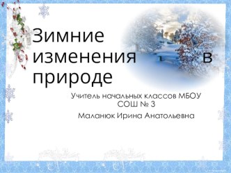 Урок окружающего мира 2 класс  Зимние изменения в природе методическая разработка по окружающему миру (2 класс)