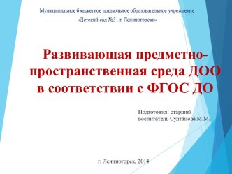 Семинар Развивающая предметно-пространственная среда ДОО в условиях ФГОС ДО презентация