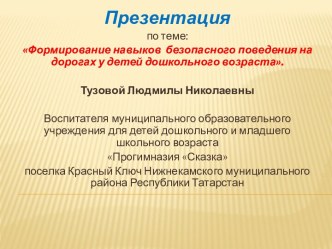 Формирование навыков безопасного поведения на дорогах у детей дошкольного возраста. методическая разработка по теме